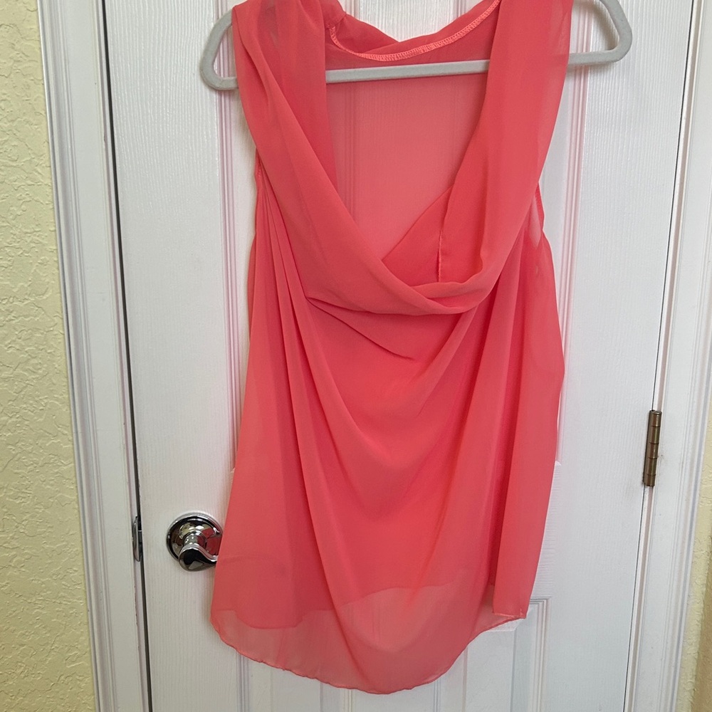 Elegant Coral Drape Women's Top